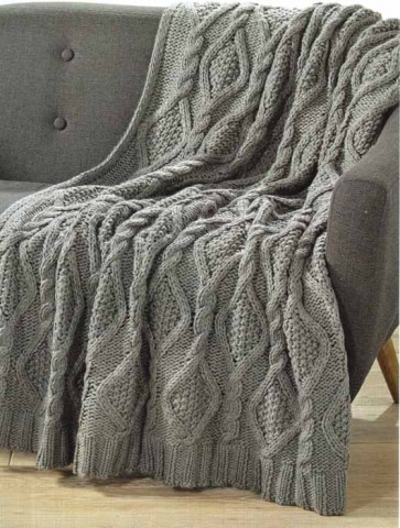 Cable Knit Throw  Storm Grey